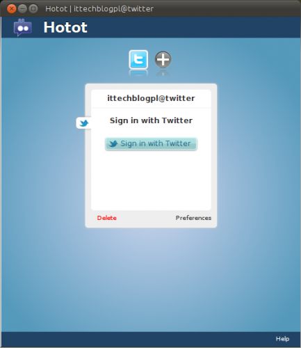 Okno z wyborem profilów w programie Hotot